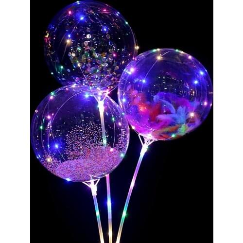 10pcs glowing balloons Air Helium Led Balloon globos Foam feather confetti ballons birthday party decorations kids 20Inch ballon