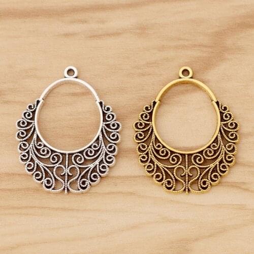 10 Pieces Tibetan Silver/Gold Tone Boho Bohemia Charms Pendants for Earring Jewellery Making Accessories 35x29mm