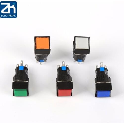 20pcs 6V 12V 24V 220V momentary LED Illuminuted Maintained Push Button Switches Latching Push Button 16MM