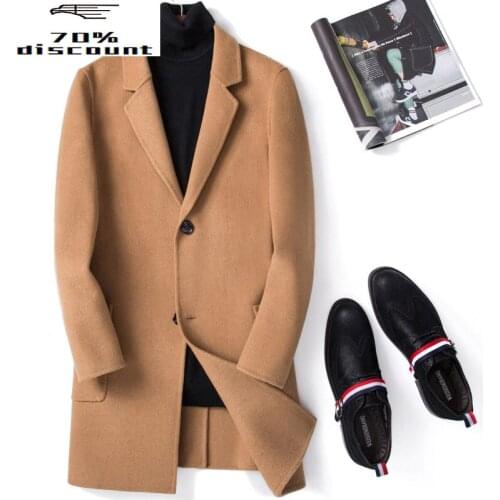 2020 Double-sided Wool Coat Men Overcoat Long Jacket Men Slim Korean Mens Coats and Jackets Casaco Masculino M063 KJ2453