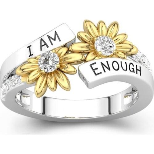 2021 Crystal Female Sunflower Engagement Ring Cute Luxury Silver Color Love Wedding Jewelry Promise Zircon Stone Rings for Women