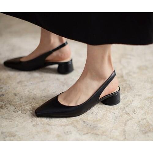 2021 Fashion black Women Shoes Pointed Toe Pumps ladies Dress Shoes Low-heeled Shoes Wedding Shoes Sandals zapatos de mujer