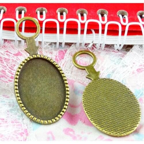 25pcs 18*25mm Inner Size Antique Bronze Plated Base Cameo Setting Charms Pendants