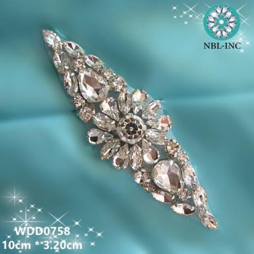 30PCS )Wholesale hand beaded sewing crystal rhinestone applique patch iron on for dresses WDD0758