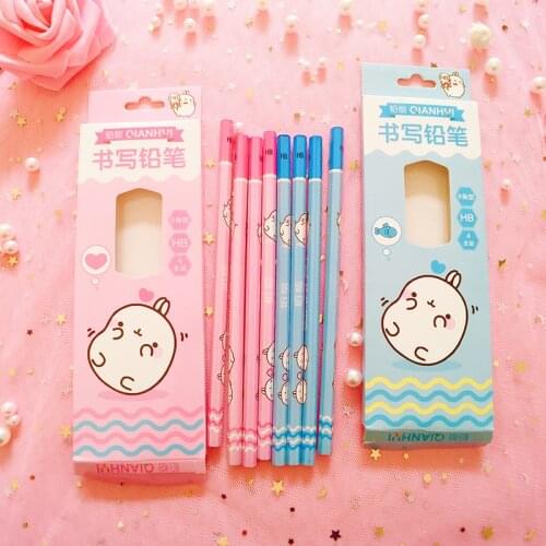 60pcs Kawaii Wooden Pencils Set Cute Rabbit Hexagon Pencils for School Things Kids Drawing Gift Cartoon Pencil Prizes For kids
