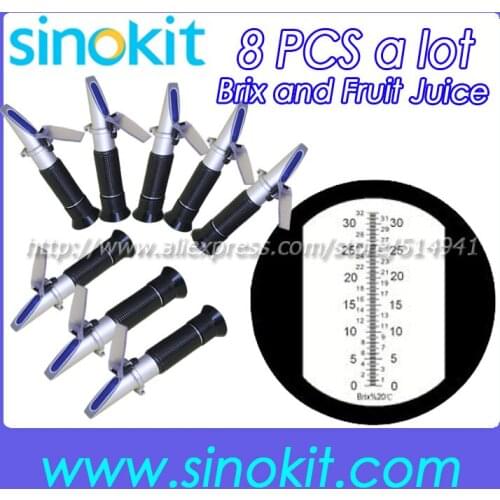 8pcs Per Lot CE Certification 0-32% Brix Hand-held Refractometer RHB-32brixATC