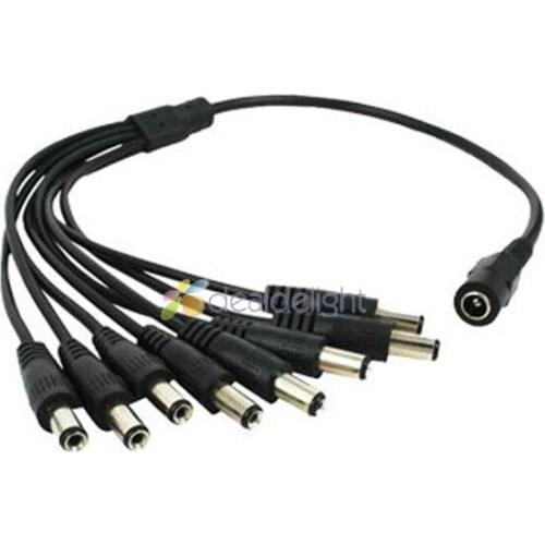 DC power splitter 1 to 8 cable wire connector 5.5mm/2.1mm for LED and CCTV camera power adaptor Free shipping