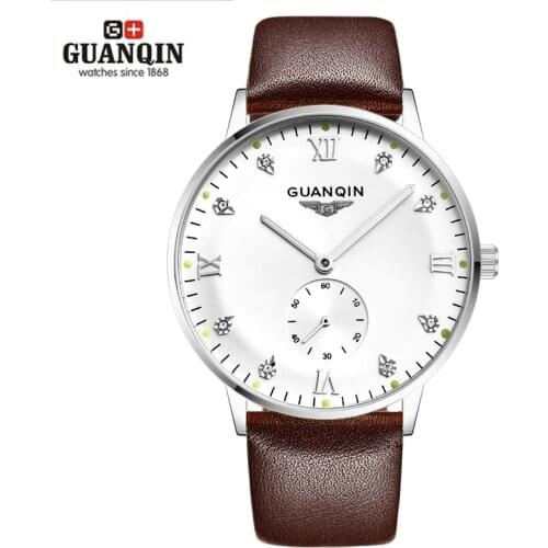 Original GUANQIN Watches Men Luxury Top Brand Mechanical Watch Fashion Business Hardlex Casual Wristwatch Leather Male Watches