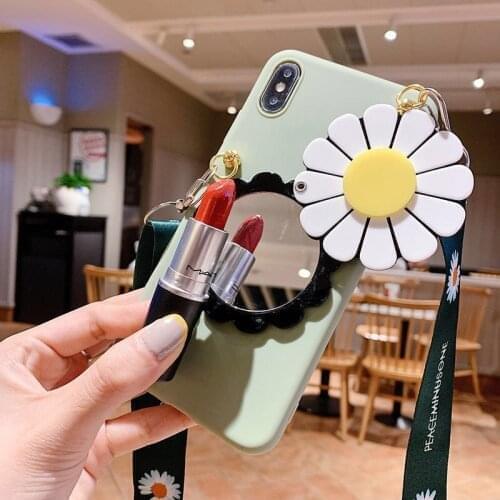 Flower Phone Case For Huawei Honor 10i 10 20 Lite View 30 V30 Pro 20S 30S Makeup Mirror Cover With Strap