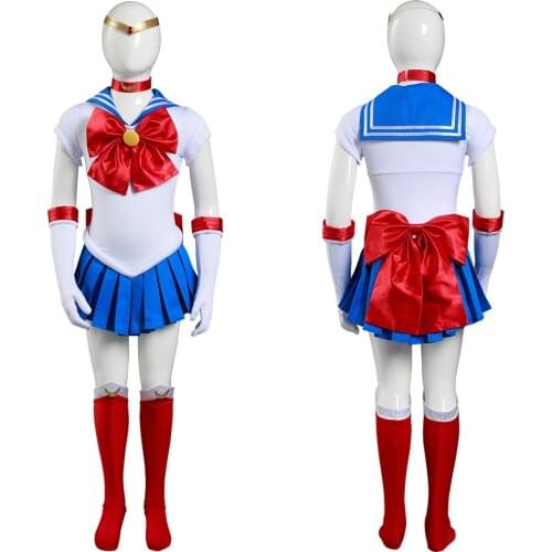 Children Sailor Moon-Sailor Moon/Tsukino Usagi Cosplay Costume Sailor Suit Kids Girls Dress Uniform Halloween Carnival Outfit
