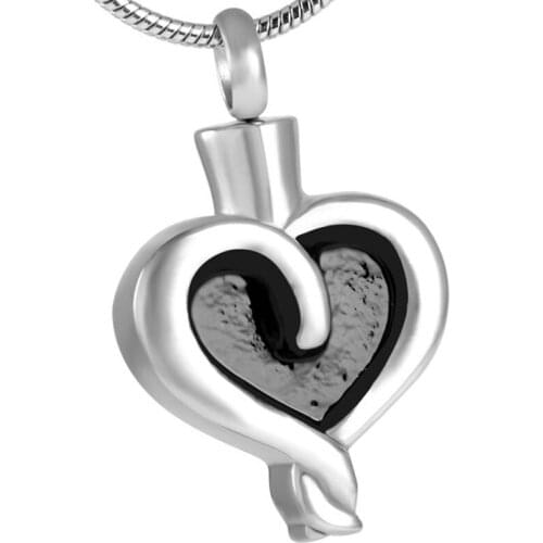 DJX8320 Black Enamel Heart Cremation Urn Pendant Necklace 316L Stainless Steel Funeral Keepsake Ashes Urn Jewelry for Memorial
