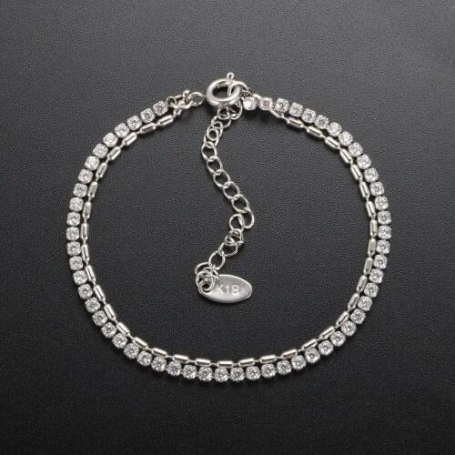 ZMFashion Full Diamond Zircon Double Bracelet Crystal Stainless Steel Ice Cold Chain Women Men Silver Bracelet Wrist Jewelry