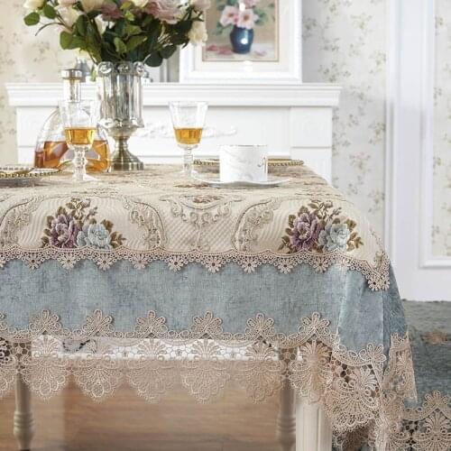 European Lace Rectangular Tablecloth 3D Jacquard Floral Party Christmas Decor Square Round Dinning Table Cover Chair Cover Set