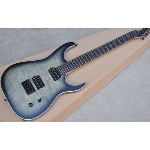 Custom 6 string guitar,ASH wood transparent black,maple neck rosewood clip,HH pickups,24 frets,strings through body