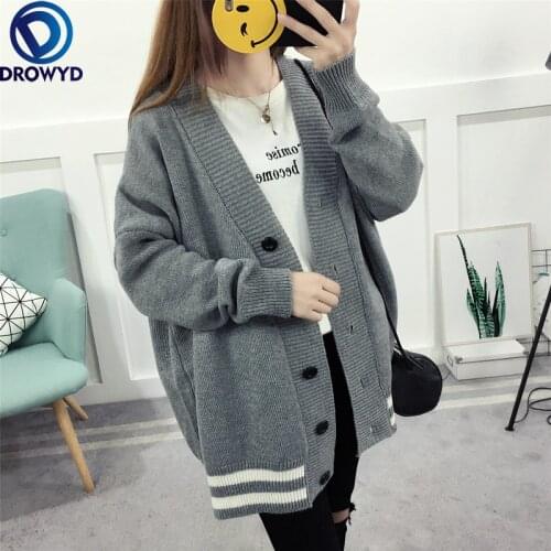 Fashion Sweater Cardigan Autumn and Winter Loose Korean Knit Mid-length Section 2021 New Color Matching Versatile Jacket Top