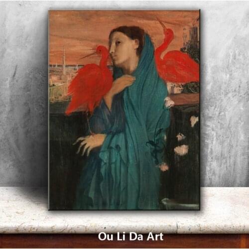 Classical religious figures red birds oil painting canvas printings printed on canvas living room wall art decoration picture