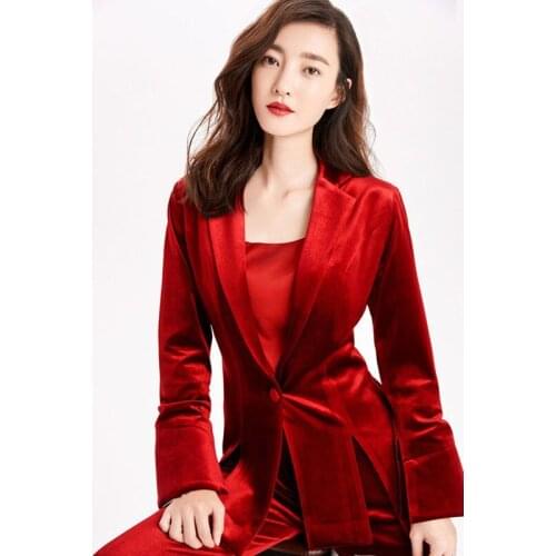 Suits womens suit female pleuche suits womens trouser suits spring and autumn fashion slim suit 2piece set suit New Arrivals