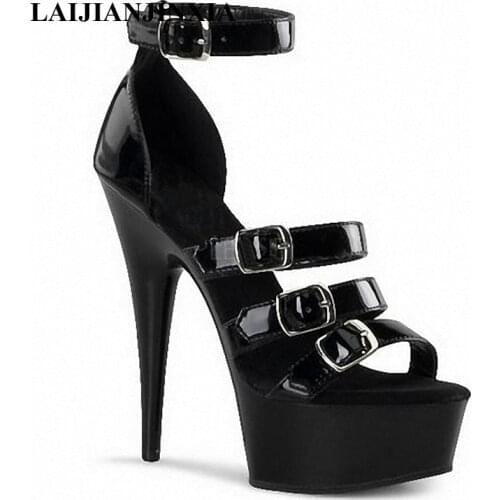 LAIJIANJINXIA New Fashion Women Sandal Ladies Dress Shoes For Partying Sexy High Heel Sandals Summer Open Toe Ankle Strap Shoes