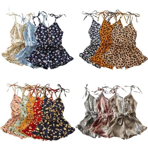 Summer Baby Girl Princess Dresses Halter Top Infant Kid Baby Girl Leopard Print Romper Jumpsuit Playsuit Clothes Casual Clothes