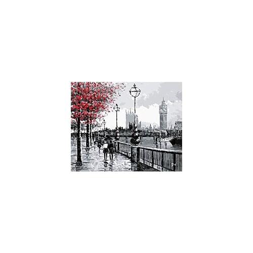 MaHuaf-W110 The Embankment of London painting by numbers on canvas DIY oil paintings for living room wall