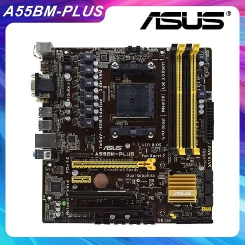 ASUS A55BM-PLUS Socket FM2+ AMD A55 Desktop PC Motherboard DDR3 64GB A10/A8/Athlon Cpus PCI-E 3.0 X16 SATA2 USB2.0 Micro ATX