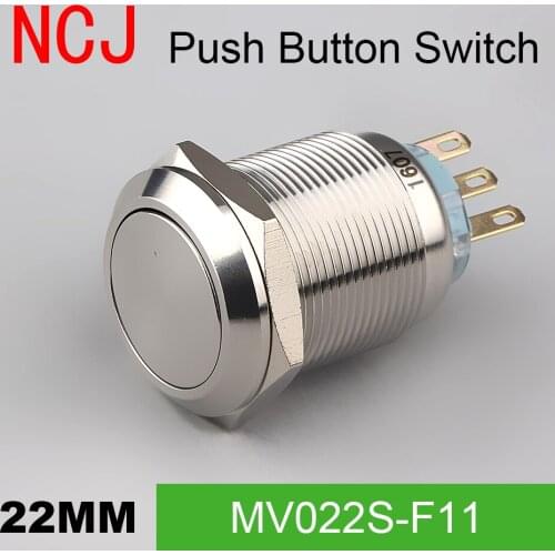 NCJ 22mm Metal Push Button Switch IP67 Maintained Alternate Latching & self-reset Momentary Reset 5A