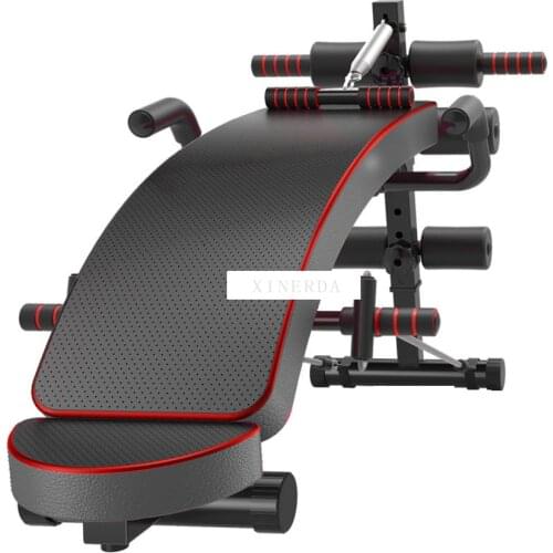 Multifunction Sit-up Bench With Headrest Pulling Rope Exerciser Trainer Steel Frame Ab Abdominal Fitness Bench Indoor Equipment