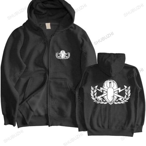 Fashion brand winter hoodies Cotton Vintage Army Eod Badge Subdued Veteran male hooded zipper warm jacket