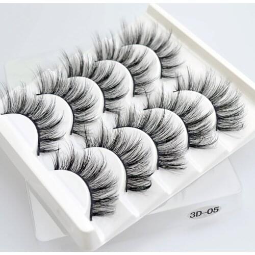 5 Pairs 3D Mink Hair False Eyelashes Criss-cross Wispy Cross Fluffy length 9-16mm Lashes Extension Handmade Eye Makeup Tools
