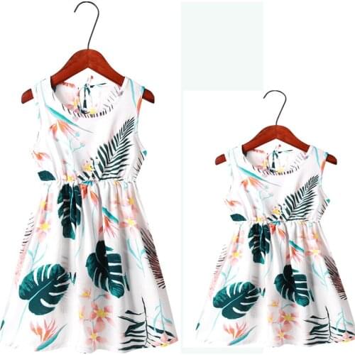 2021 New Summer Family Matching Dress Mom and Daughter Matching Clothes Sleeveless Girls Dresses Outfits Summer Clothes
