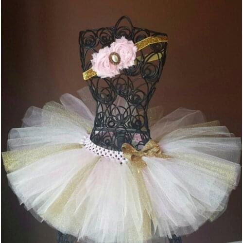 New Baby Girls Sparkling Tutu Skirts Girls Crochet Tulle Ballet Dance Pettiskirts with Flower Headband Kids Party Costume Skirt