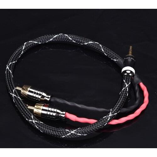 One point two 3.5mm to RCA double lotus computer speaker amplifier decoder player audio signal cable