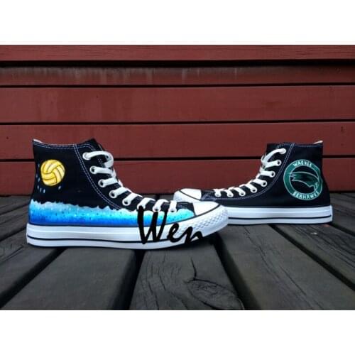 Wen Original Shoes Hand Painted Sneaekrs Design Custom Water Ball Men Womens High Top Black Canvas Sneakers