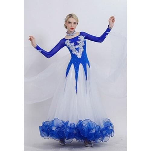2021 Ballroom Dance Dress New Adult Senior Embroidery Big Swing Dress Women Latin Waltz Tango Dance Stage Performance Costumes