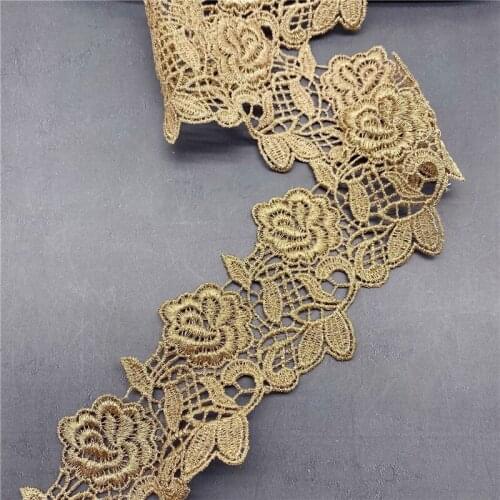 20Yards Embroidery Lace Gold Line Code Hollow Rose Flower Womens Accessories 6.1cm Spot Polyester Clothing Accessories