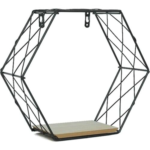 Simple Hexagonal Grid Wall Shelf Combination Hanging Geometric Fashion Wall Hang Decoration