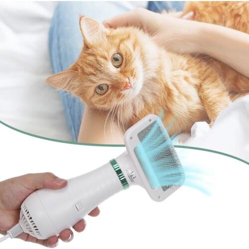 Pet Cat Dog Hair Comb Fur Air Blower Kit Kitten Puppy Grooming Brush Dryer After Shower Fine Needle Dot Massage Air Blower Comb