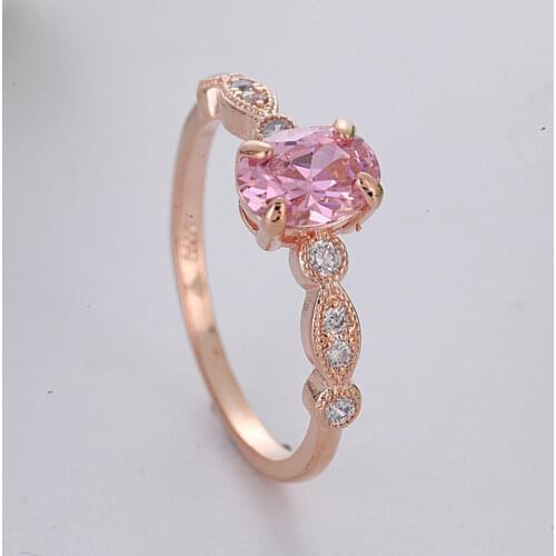 Romantic sentiment Pink Couple Stone Ring White Crystal Wedding Rings for Women Gold Color Engagement Ring Jewelry Anillos Mujer