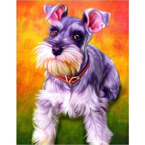 Handmade Diamond Mosaic Rhinestones 5D Diy Diamond Painting Full Square/Round Diamond Embroidery Schnauzer Dogs Home Decor TY95