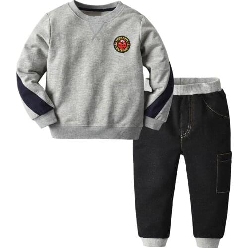 Warm Kids Set Sport Autumn School Pure Color Long Sleeve Set Cute Carton Active Childrens Cartoon Sweater