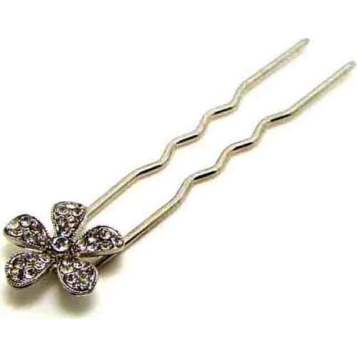 Vintage designer hair jewelry crystals metal flower charm 20mm hair fork prom headwear jewelry accessories 6pcsxt