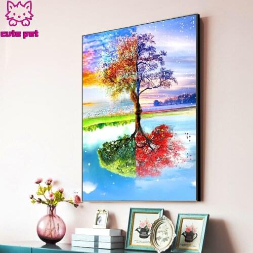 Colored Four Seasons Tree Diamond Painting life Tree 5D DIY Embroidery Full Square Round Drill Mosaic Cross Stitch Home Decor