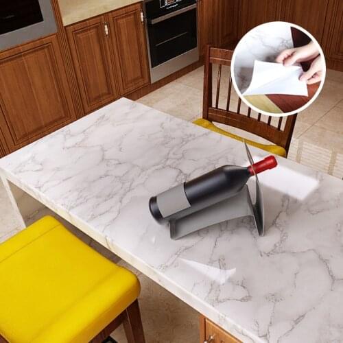 Wokhome Marble Vinyl Film Self Adhesive Wallpaper Thick Waterproof Cabinet Table Marble Pattern Kitchen Oil-proof Wall Stickers