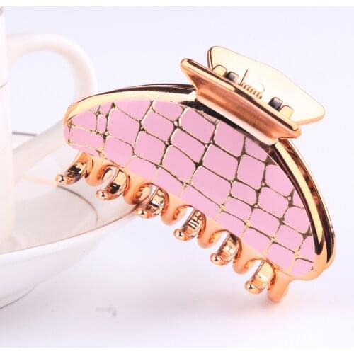 New Fashion Medium Grid Gold Plating Spring Bath Hairgrip Hair Claws Women Girl Barrette Hair Accessories Headdress