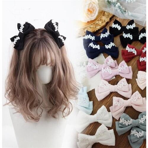 Lolita Cotton Cloth Bowknot Hair Clips For Cute Girls Barrettes Hairpins Headwear Women Hair Accessories D948