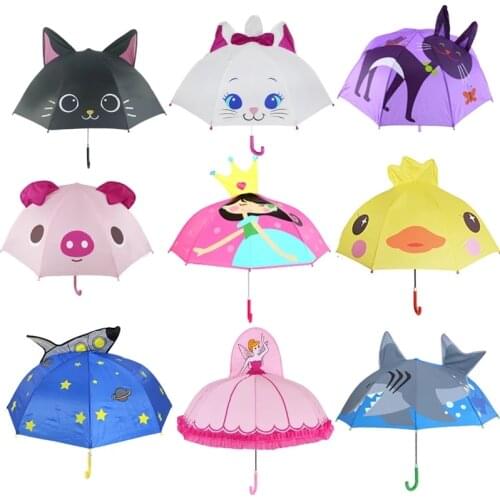 Cute Cartoon Children Umbrella animation creative long-handled 3D ear modeling kids umbrella For boys girls Free shipping