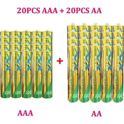 1.5V Extra Heavy Duty 20 AA R6P+ 20 AAA R03P Carbon-Zinc Primary Batteries for Digital Thermometer (40 piece combo pack)