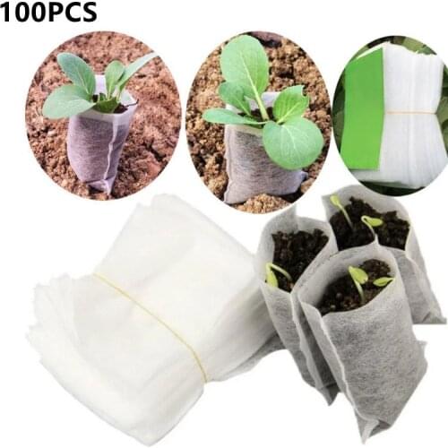 100PCS Plants Nursery Bags Biodegradable Nonwoven Fabric Seedling Growing Planter Planting Pots Eco-friendly Ventilate Bag