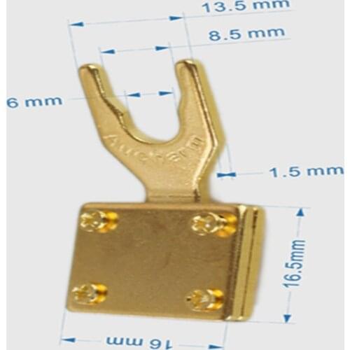 2Pcs Solder-free Power Amplifier HIFI Audio Speaker Wire Copper Foil Wire Copper Gold-plated Y Shaped Plug Connector