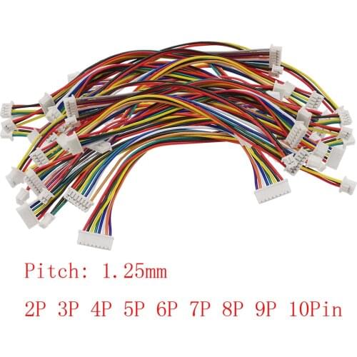 20Pcs JST 1.25MM Cable Connector Double Electronic Wire Connectors 10/15/20/30CM Flat Ribbon Terminal Wire Cable JST1.25